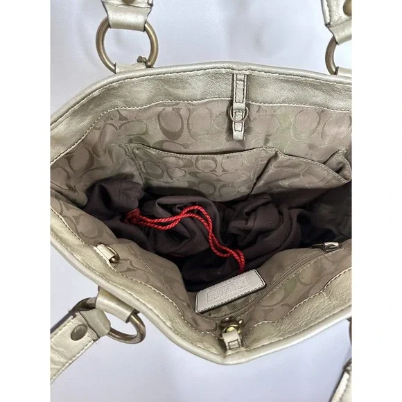 COACH Vintage Metallic Straw Leather Woven Tote Hand Bag - Picture 6 of 10